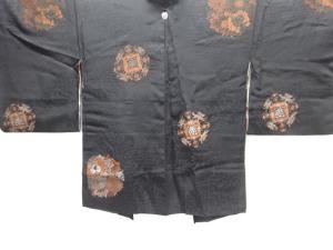 大正ロマン　花丸紋に華紋織り出し漆一つ紋羽織